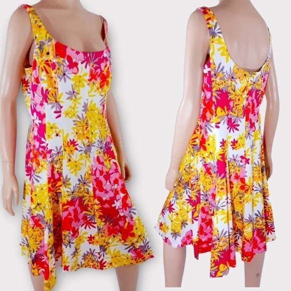 JONES WEAR Vintage Bold Floral Cotton Flowy Sundress Woman’s Plus Size 16 - Picture 1 of 16